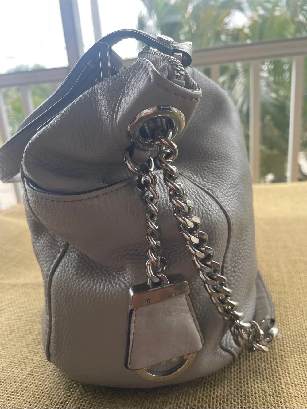 Michael Kors pebbled Leather  Handbag  Pearl Gray